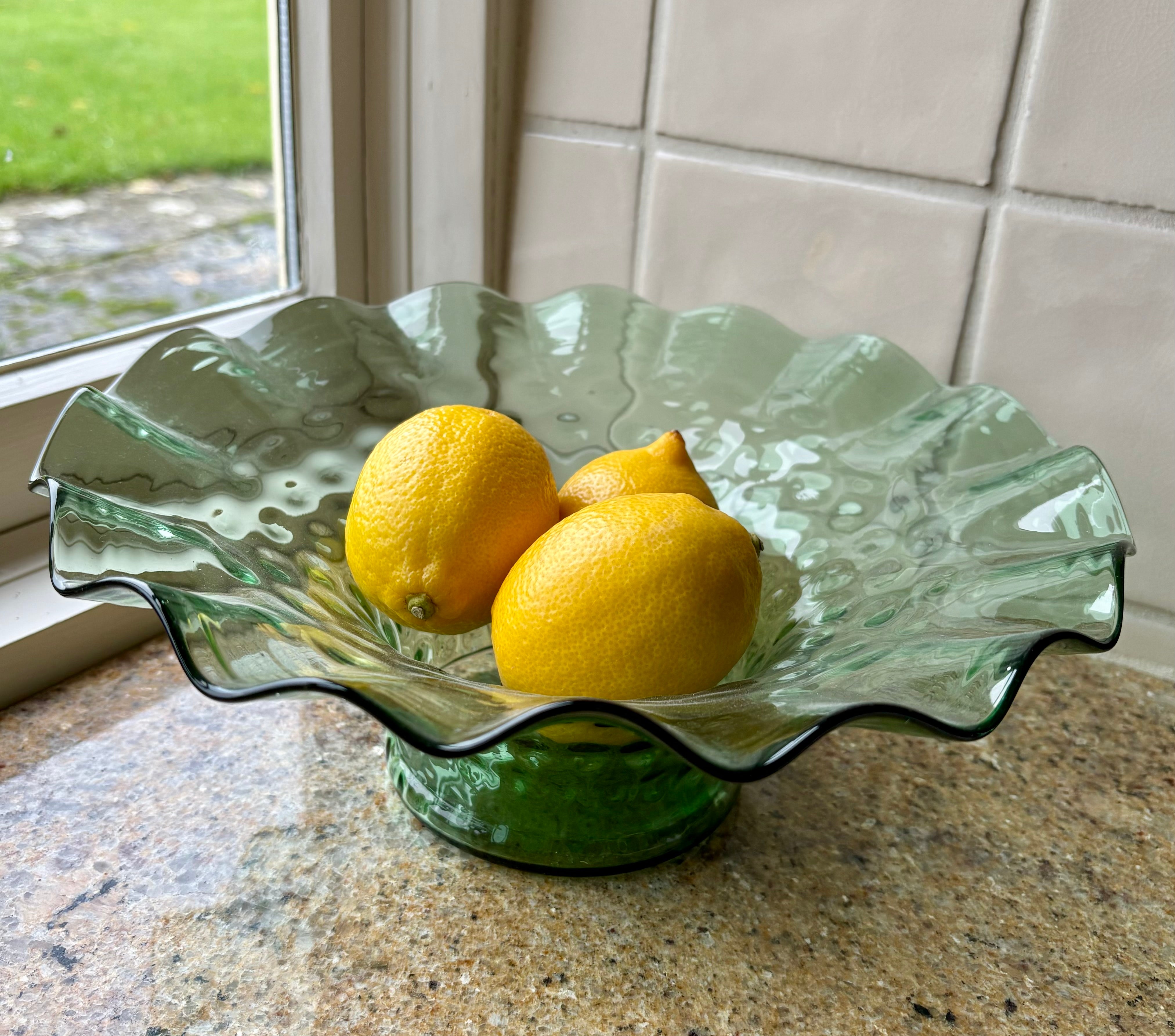 Wavy Art Glass Pedestal Bowl