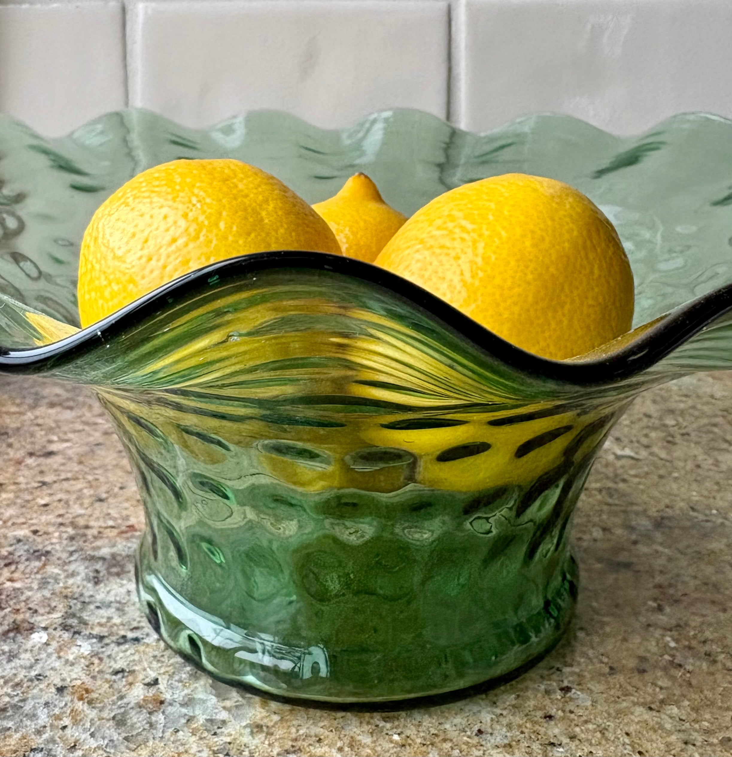 Wavy Art Glass Pedestal Bowl